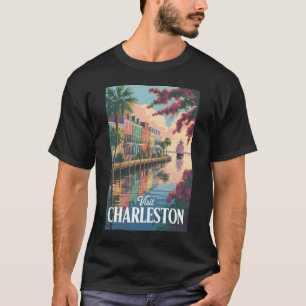 Charleston South Carolina Waterfront Illustration T-Shirt