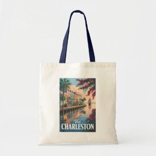 Charleston South Carolina Waterfront Illustration Tote Bag