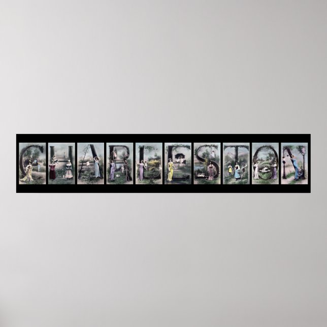 CHARLESTON Vintage Alphabet Letter Name Art Poster (Front)