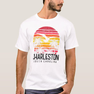 Charleston Vintage Retro Beach Palm Tree Surf Swim T-Shirt