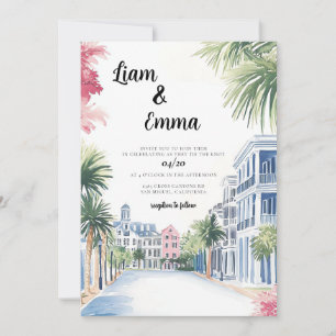 Charleston Watercolor Wedding Destination Invitation