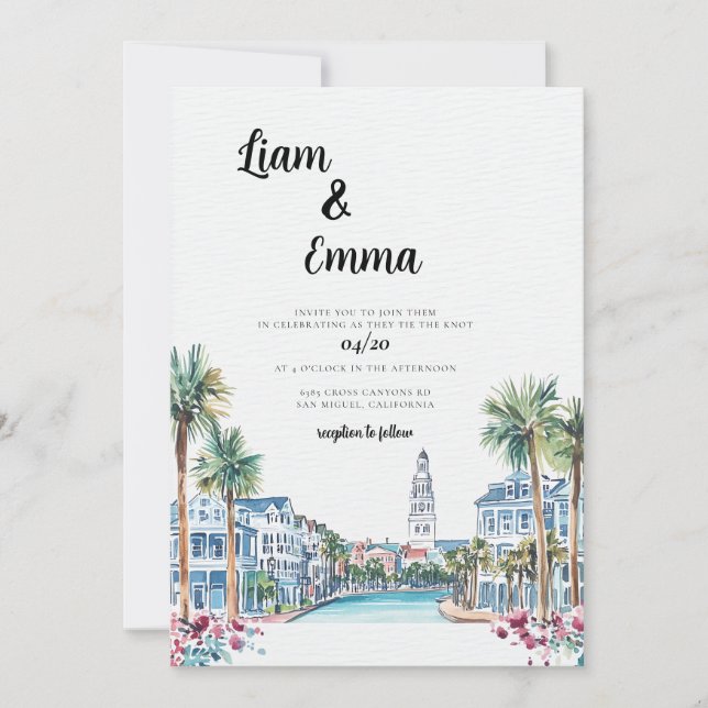Charleston Wedding Destination Invitation (Front)