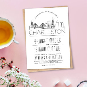 Charleston Wedding   Stylised Skyline Invitation