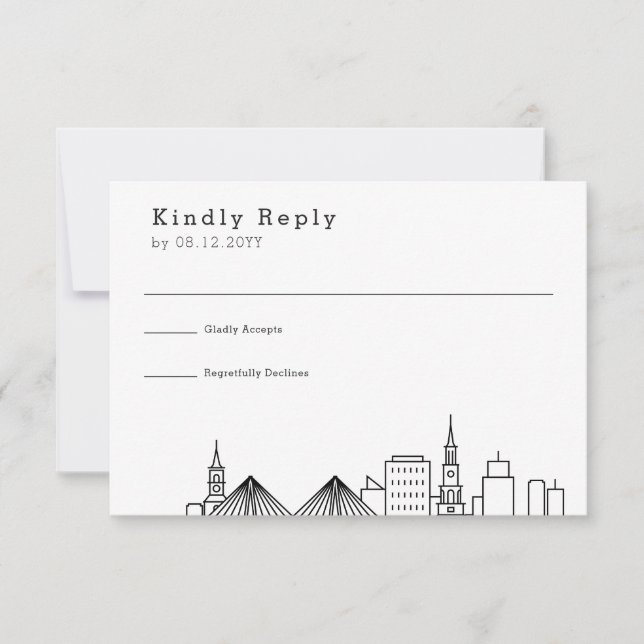 Charleston Wedding | Stylised Skyline RSVP Card (Front)