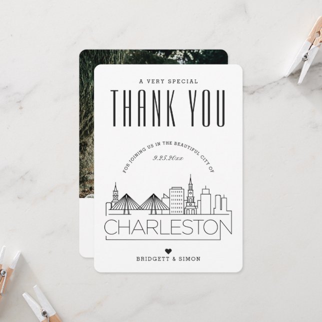 Charleston Wedding | Thank You + Photo Card (Front/Back In Situ)