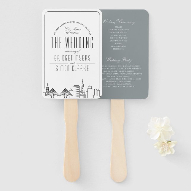Charleston Wedding | Wedding Program Hand Fan (Front and Back)