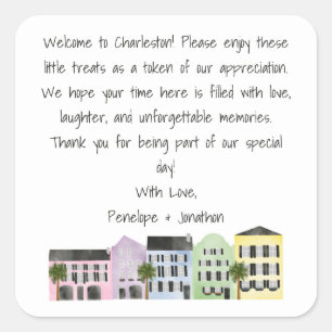 Charleston Wedding Welcome Message Hotel  Square Sticker