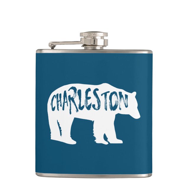 Charleston West Virginia Bear Hip Flask (Front)