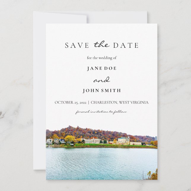 Charleston West Virginia flat Save The Date Card (Front)