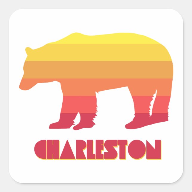 Charleston West Virginia Rainbow Bear Square Sticker (Front)