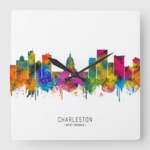 Charleston West Virginia Skyline Square Wall Clock