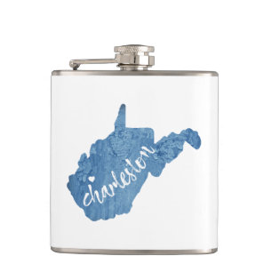 Charleston West Virginia Wood Grain Hip Flask