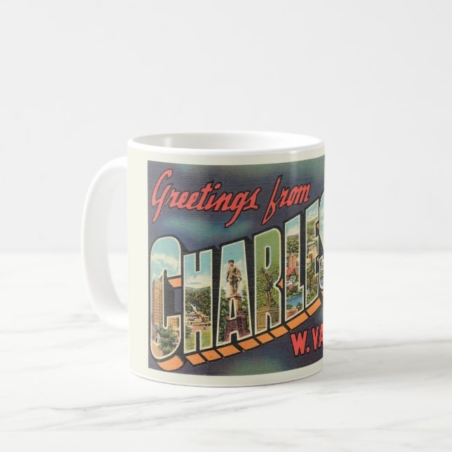 Charleston WV Large Letter Greeting Vintage   Coffee Mug (Front Left)