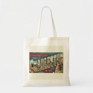 Charleston WV Large Letter Greeting Vintage  Tote Bag