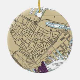 Charlestown Boston MA Chart Ceramic Tree Decoration