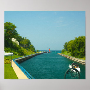 Charlevoix South Pier Light Station, Charlevoix,MI Poster