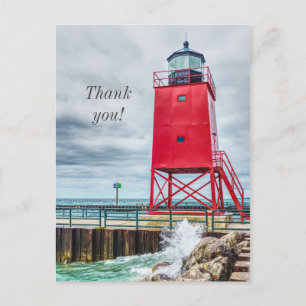 Charlevoix South Pierhead Lighthouse Thank you Postcard