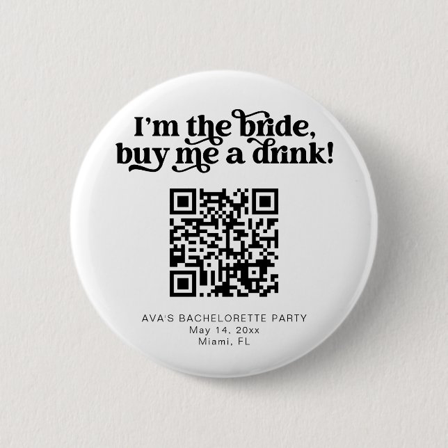 CHARLI retro buy the bride a drink button venmo  (Front)