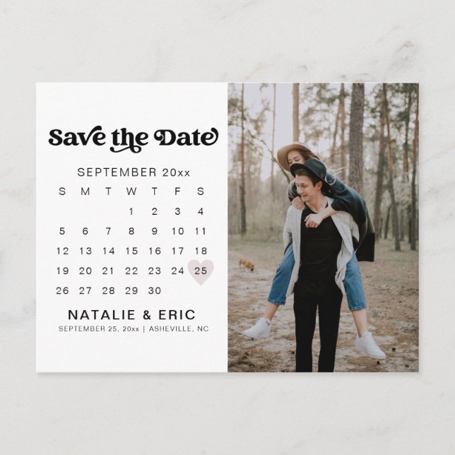 CHARLI Retro Modern Photo Save The Date  Postcard (Front)