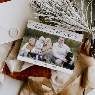 CHARLIE Black Family Photo Vintage Merry Christmas Holiday Card