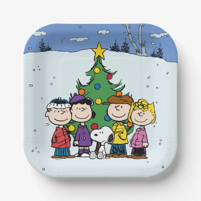 Charlie Brown and Friends Christmas Paper Plate (Front)