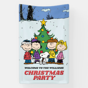 Charlie Brown and Friends Christmas Party Banner