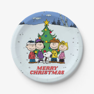 Charlie Brown and Friends Christmas Party Paper Plate