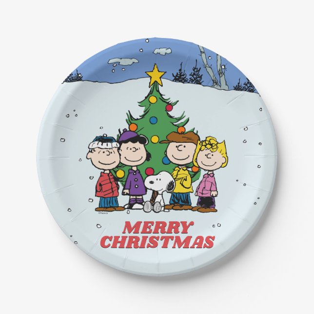 Charlie Brown and Friends Christmas Party Paper Plate (Front)