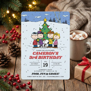 Charlie Brown and Friends Winter Birthday Invitation