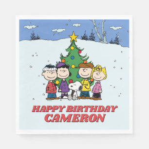 Charlie Brown and Friends Winter Birthday Napkin