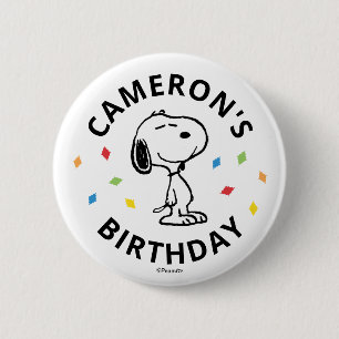 Charlie Brown and Gang Confetti Birthday 6 Cm Round Badge