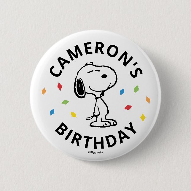 Charlie Brown and Gang Confetti Birthday 6 Cm Round Badge (Front)