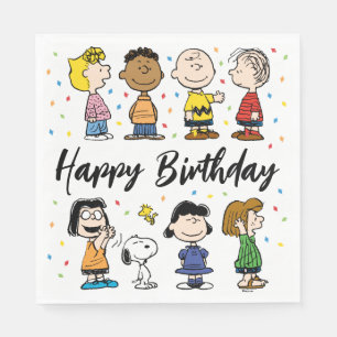 Charlie Brown and Gang Confetti Birthday Napkin
