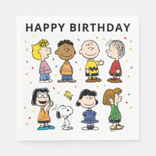 Charlie Brown and Gang Confetti Birthday Napkin