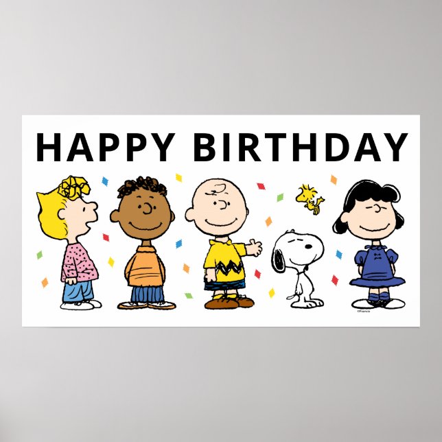 Charlie Brown and Gang Confetti Birthday Poster (Front)