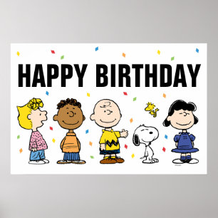Charlie Brown and Gang Confetti Birthday Poster