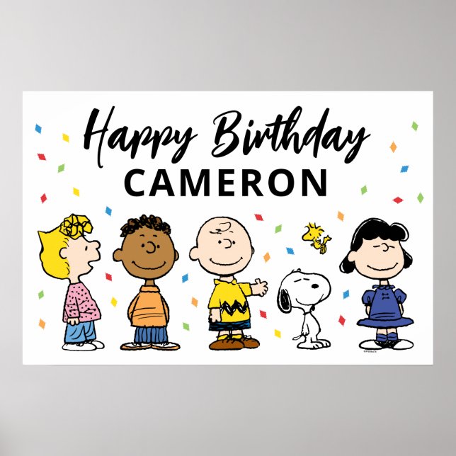 Charlie Brown and Gang Confetti Birthday Poster (Front)