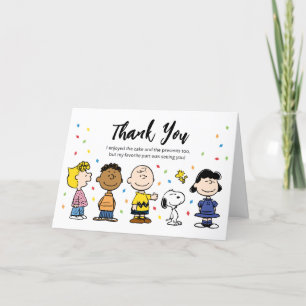 Charlie Brown and Gang Confetti Birthday Thank You Card