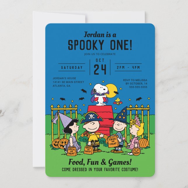 Charlie Brown and Gang Halloween 1st Birthday Invitation (Front)