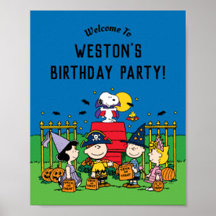Charlie Brown and Gang Halloween Birthday Party Poster