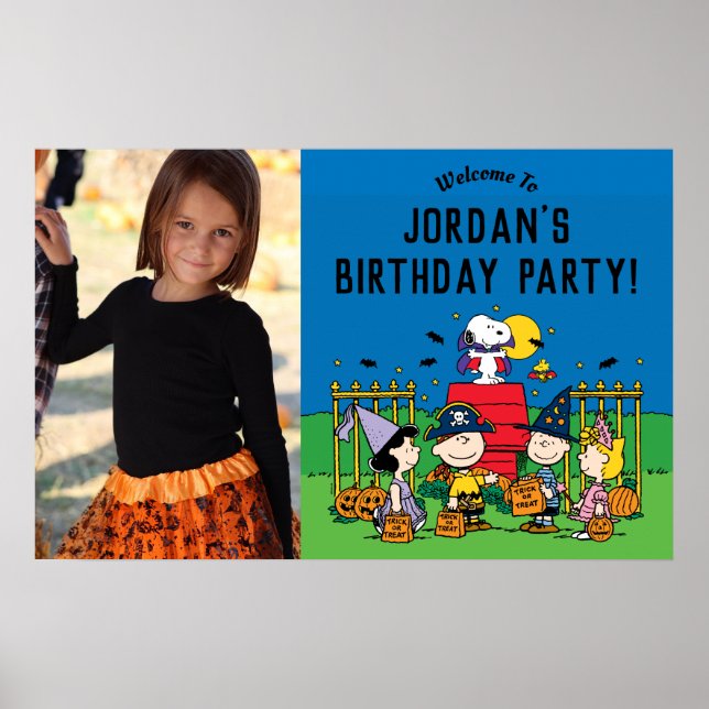 Charlie Brown and Gang Halloween Birthday Party Poster (Front)
