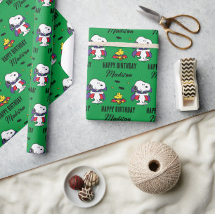 Charlie Brown and Gang Halloween Birthday Wrapping Paper