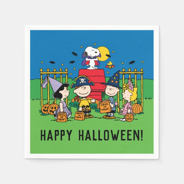 Charlie Brown and Gang Halloween Party Napkin (Front)