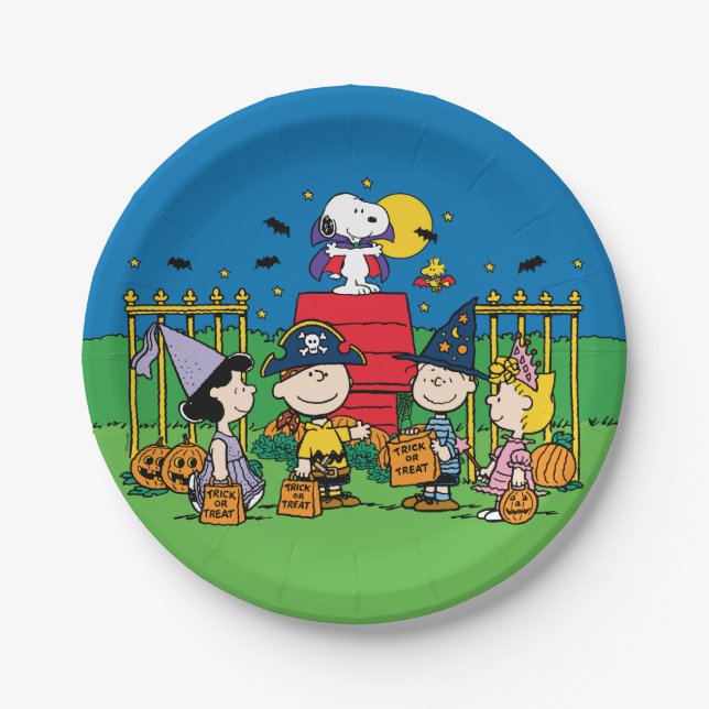 Charlie Brown and Gang Halloween Party Paper Plate (Front)