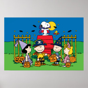 Charlie Brown and Gang Halloween Party Poster