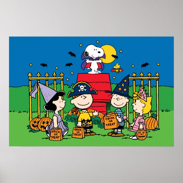 Charlie Brown and Gang Halloween Party Poster (Front)