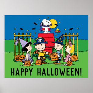 Charlie Brown and Gang Halloween Party Poster