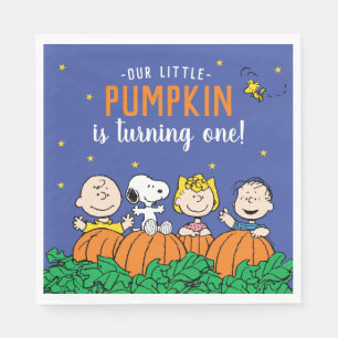 Charlie Brown and Gang Pumpkin 1st Birthday Napkin