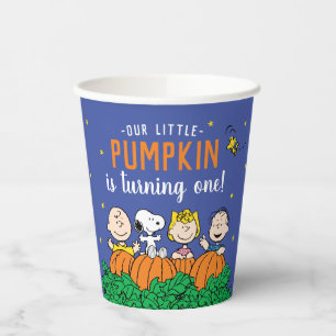 Charlie Brown and Gang Pumpkin 1st Birthday Paper Cups