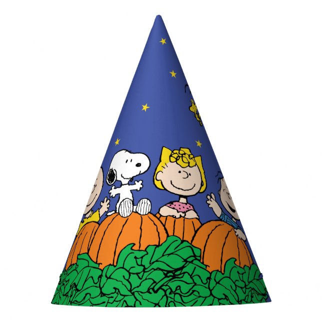 Charlie Brown and Gang Pumpkin 1st Birthday Party Hat (Front)